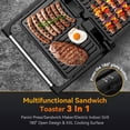 thumbnail image 6 of OSTBA 1200W Panini Press Grill & Sandwich Maker – 2-Slice Electric Griddle with 180° Flat Opening, Non-Stick Cast Aluminum Plates, Easy Clean for Panini, Quesadilla & More, 6 of 8