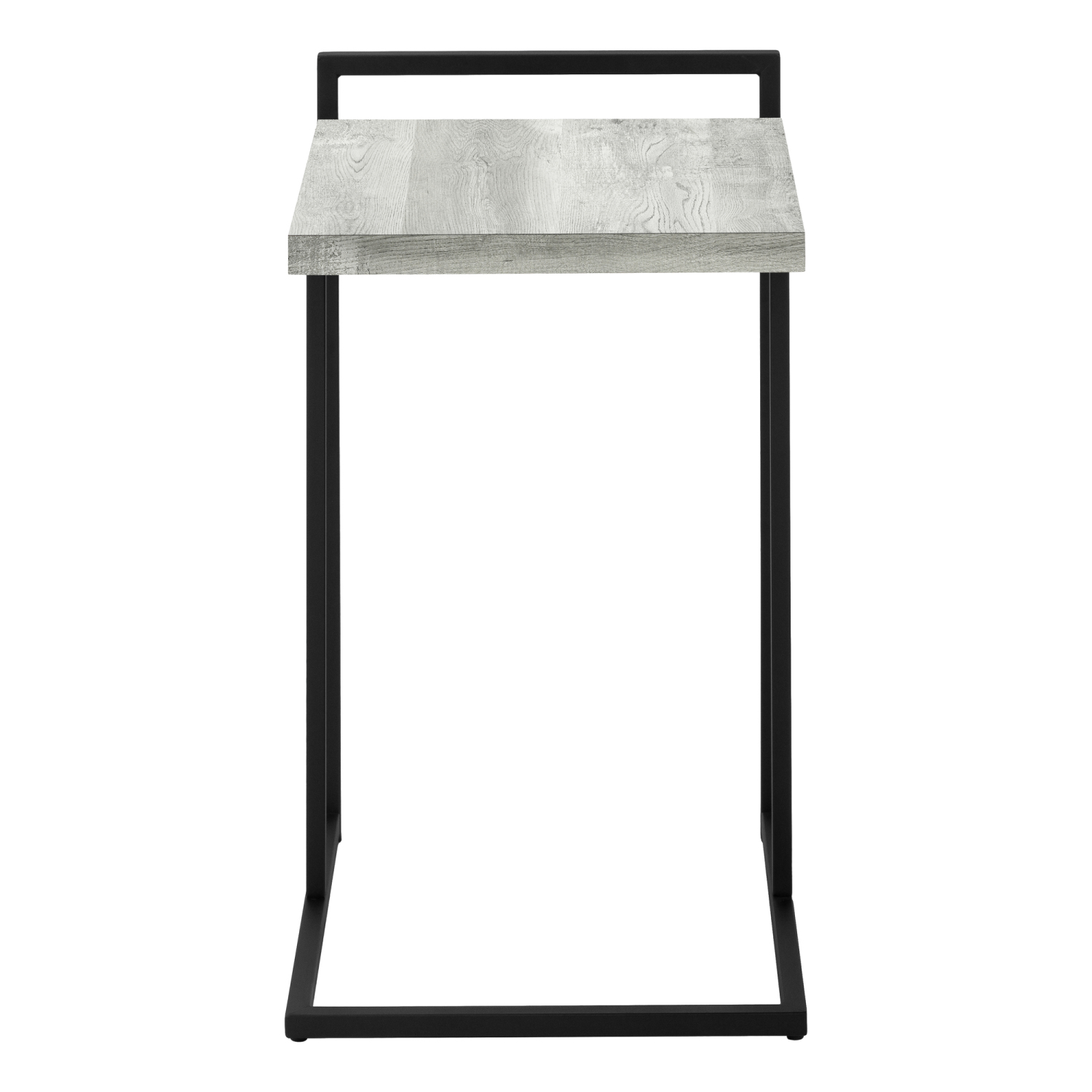 C-Shaped Accent Table for Living Room & Bedroom Small End Table with Reclaimed Wood Look Top