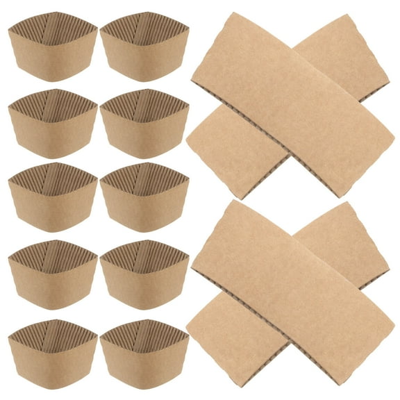 Raindrops 100pcs Kraft Paper Coffee Cup Sleeves Corrugated Cardboard Disposable Heat Resistant For Hot Beverages Corrugated Cardboard Protective Hot And Cold Insulator