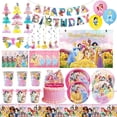 thumbnail image 2 of Decoración de cumpleaños de princesas de Disney, vajilla, vasos de papel, platos, globos, mantel, telón de fondo, pancarta, suministros para fiestas para bebés y niños, 2 of 5