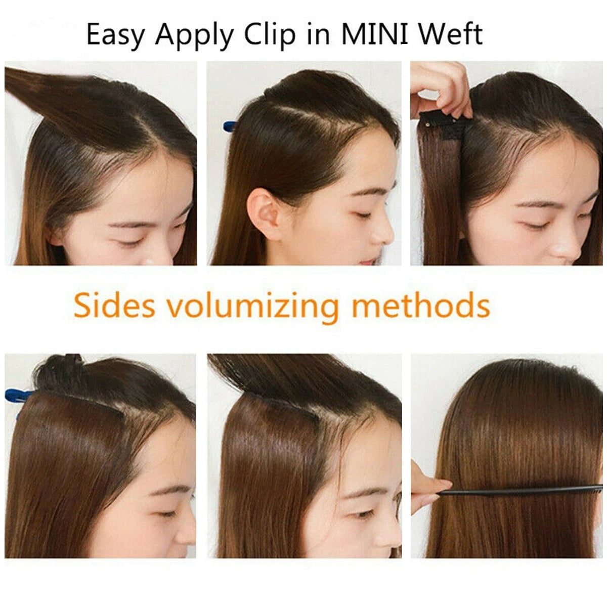 SEGO Thick Clip in Mini Human Hair Extensions for Women Adding Hair Volume Seamless Short Straight Clip in Human Hair Pad Hairpieces Topper for Thinning Hair