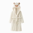 thumbnail image 4 of Gibobby Kids Coral Fleece Bathrobe,Soft Plush Hooded Robe with Adjustable Belt,Cartoon Print,for Boys Girls 12 Months -12 Years,Warm Loungewear Shower Robe Kids Toddler Pajamas,White,Size 2-4T, 4 of 4