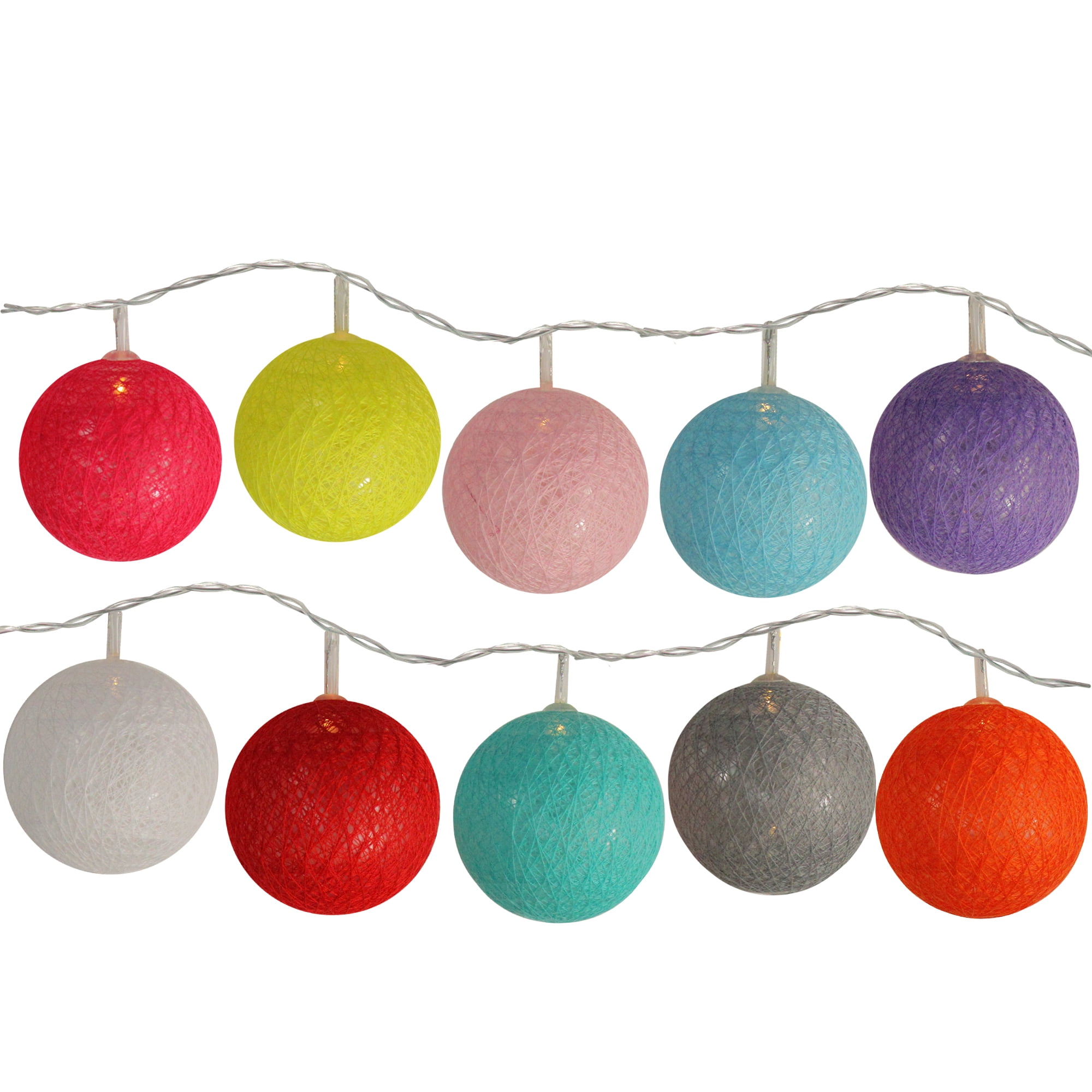 Northlight 10ct Battery Operated Yarn Ball Summer LED String Lights