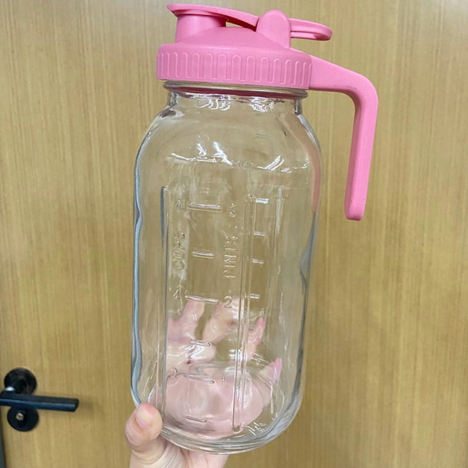 64oz Glass  Jar Pitcher with Lid,2 Quart Airtight Glass Water Jug,Leakproof Wide Mouth  Jar Pitcher