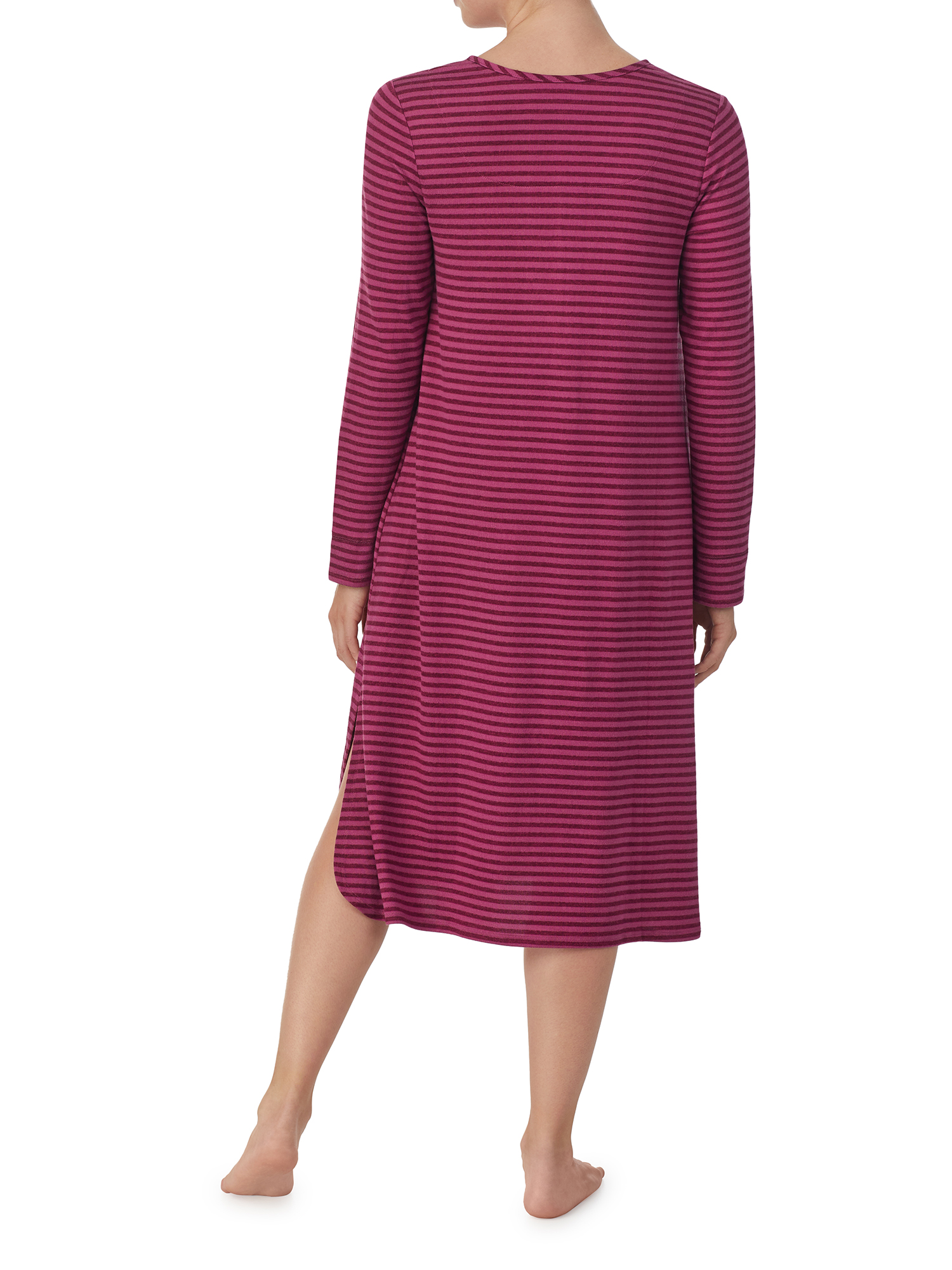 Ellen Tracy Long Sleeve Henley Striped 