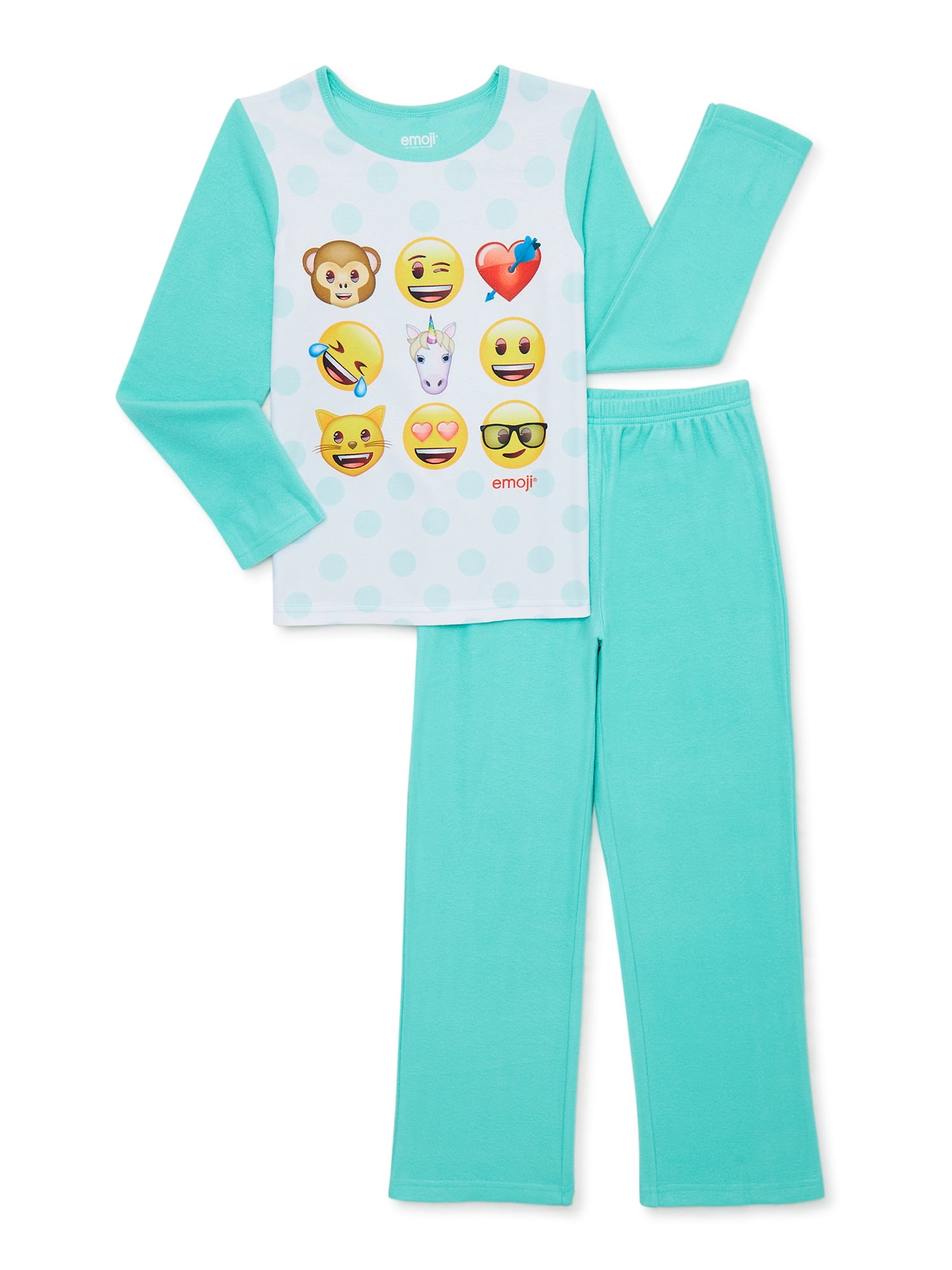 Emoji Girls Long Sleeve Top and Pants Pajama Sleep Set, 2-Piece, Sizes 4-12