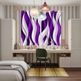 thumbnail image 5 of Purple White Moire Kitchen Curtains 63 Inch Length, Modern Abstract Art Grommet Top Bedroom Living Room Curtains, Light Filtering Cafe Curtain Drapes 2 Panels Set 84''x63'', 5 of 9