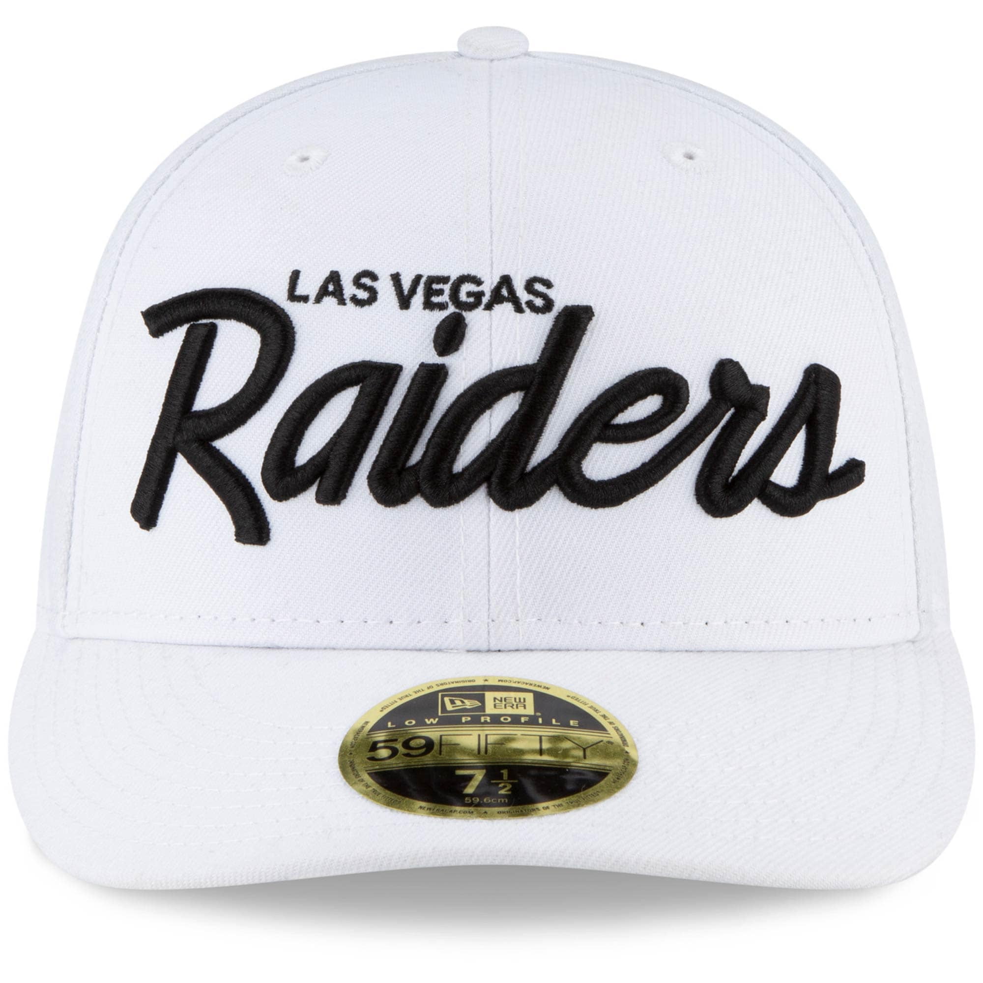 Men's New Era Black Las Vegas Raiders Omaha Script Low Profile 59FIFTY Fitted Hat