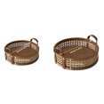 thumbnail image 2 of Rattan Rattan Storage Basket with Leather Handle Perfume Carrying Basket Woven Storage Tray, 2 of 8