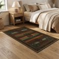 thumbnail image 2 of ODIKA 5'x7' Washable Area Rug Print Rustic Wood Grain With Woodland Forest Border Bear Paw Refined Structured for Dining Room, Under Table, Home Office, Non-Slip Chair-Friendly, 2 of 7