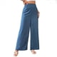 thumbnail image 1 of Pantalones de Mujer con Cintura Elástica Fruncida, Pierna Recta, Tiro Alto y Largos. Azul L, 1 of 9