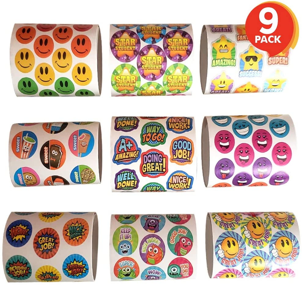 gold toy teacher reward stickers for kids 9 rolls with over 600