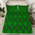thumbnail image 2 of jejeloiu Modern Geometric Rhombus Twin Sheet Sets,Abstract Circle Dots Twin Fitted Sheet,Green Black Flat Sheet For Girls Boys,Luxury Bedroom Decor,3-Piece, 2 of 7
