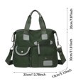 thumbnail image 3 of Nylon Tote Bag Waterproof Large Capacity Multi Pocket Travel Handbag Crossbody Bag for Outdoor Camping(Green-50x35x13cm), 3 of 5