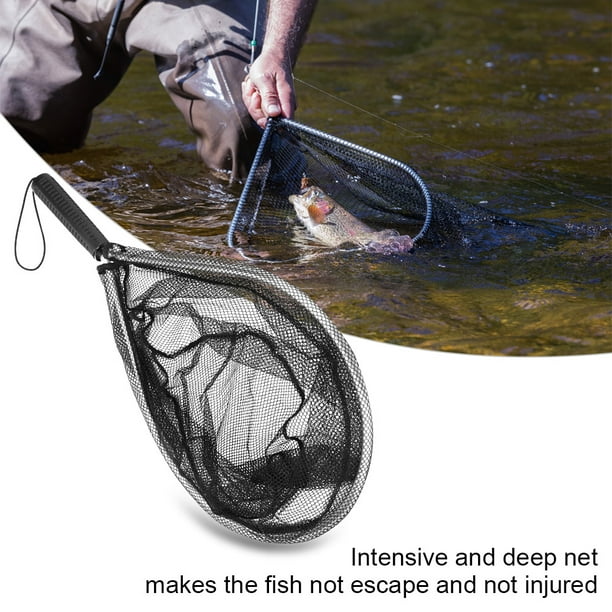 54 X 31 Cm Fly Fishing Landing Net, Lightweight Fishing Landing Net, Black  For Catch Fish With Skid-proof Handle Fishing Accessory Fishing 