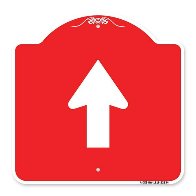 SignMission A-DES-RW-1818-22834 18 x 18 Po Signe de la Série Designer - Droite par Symbole Signe&44; Rouge & Blanc