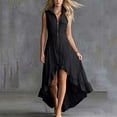 thumbnail image 5 of Women's Solid Color Sleeveless Lapel Zipper Jumpsuit Long Skirt Casual Fashion, 5 of 7