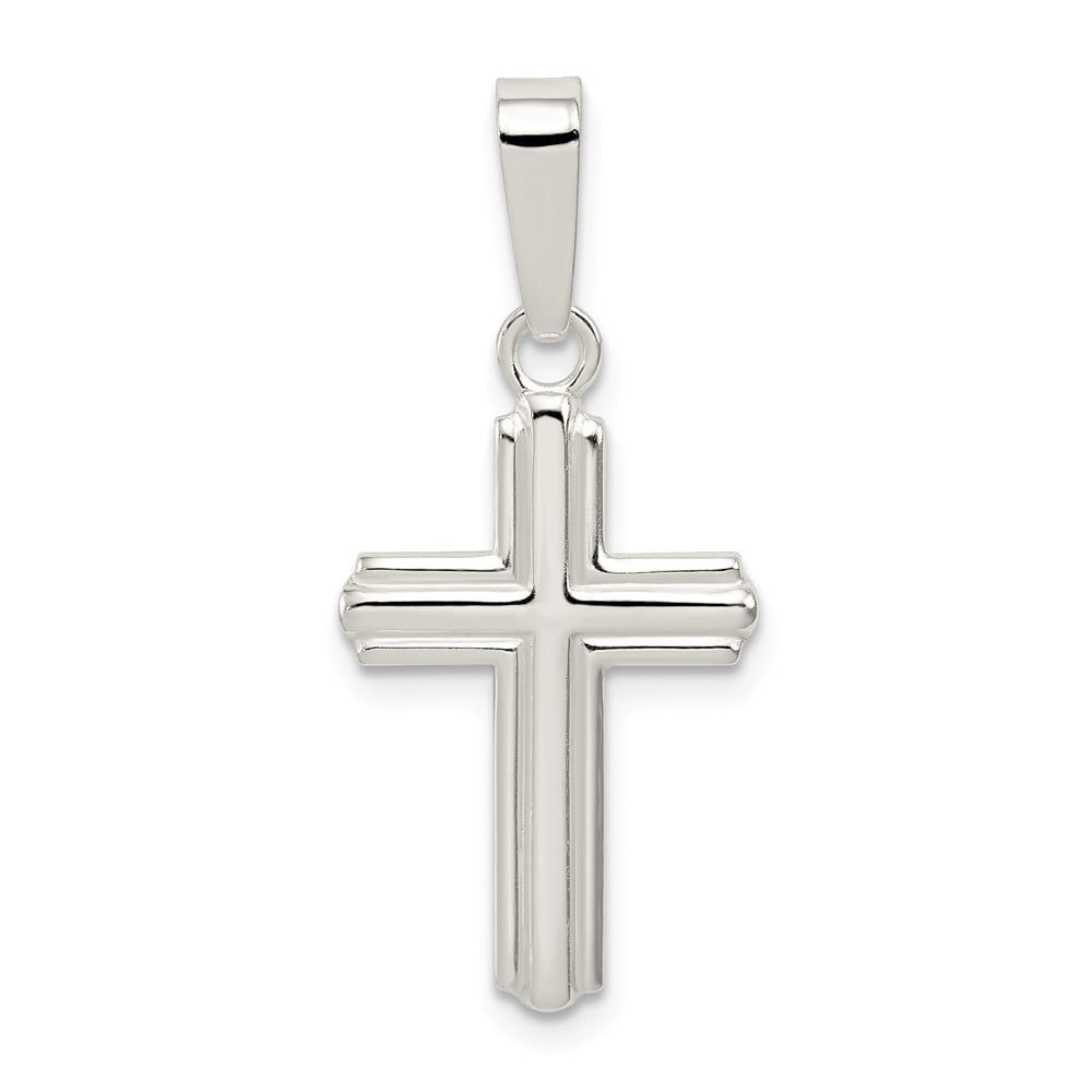AA Jewels - Solid 925 Sterling Silver Cross Pendant Charm - 23mm x 13mm ...