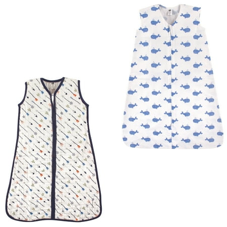 Hudson Baby Boys' Wearable Muslin and Jersey Cotton Sleeping Bag, 2-Pack, Choose Your Color and Size