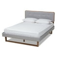 thumbnail image 2 of Baxton Studio Sofia Mid-Century Modern Light Grey Fabric Upholstered and Ash Walnut Finished Wood King Size Platform Bed, 2 of 10