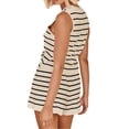 thumbnail image 3 of Womens 2 Piece Outfits Sleeveless V Neck Striped Knit Tops & Shorts, 3 of 7