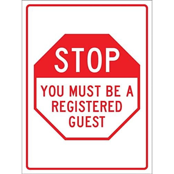Stop You Must Be a Registered Guest Sign Metal Tin Sign 8x12 Inches