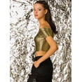 thumbnail image 4 of Top Corto Metálico Brillante Hombros Descubiertos Oro negro T XS, 4 of 6