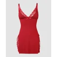 thumbnail image 5 of CHICME Nightgowns For Women Solid Color Lace Trim Side Slit Modal Cami Sleep Dress Womens Pajamas & Loungewear Red-XL, 5 of 8