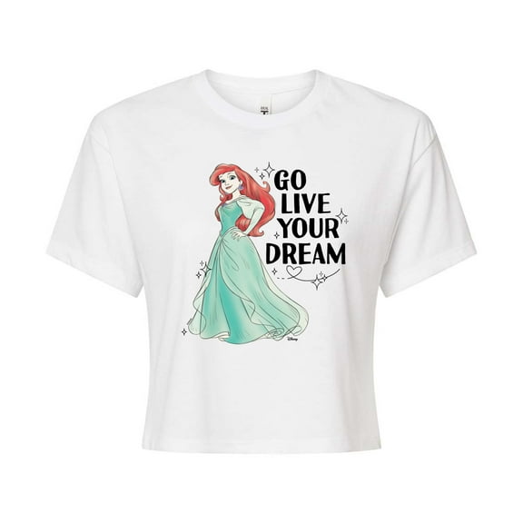 Disney - Go Live Your Dream Ariel - Juniors Cropped Cotton Blend T-Shirt