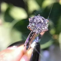 2Ct Round Cut Real Moissanite Solitaire Engagement Ring 14K White Gold Plated