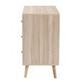 thumbnail image 4 of Baxton Studio Beau Mid-Century Modern Transitional Two-Tone White and Oak Brown Finished Wood 3-Drawer Storage Cabinet, 4 of 7