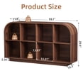 thumbnail image 4 of Weselon 55" Long Curved Horizontal Bookcase with 8-Cube Storage, Mid-Century Modern Low Bookshelf Storage Cabinet for Living Room, Entryway, Walnut, 4 of 10