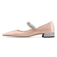 thumbnail image 4 of FSJ Women Sexy Rhinestones Pointed Toe Glitter Block Low Heels Pumps Band Slip On Office Work Wedding Dress Shoes Size 10 Pink, 4 of 5