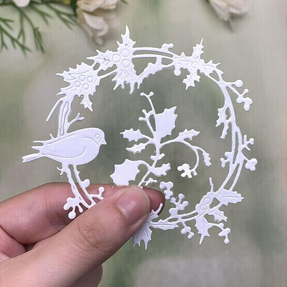 Die Cuts for Card Making, Ouginx Bird Holly Wreath Metal Cutting Dies DIY Die Cutters Die Stencils for Scrapbooking, Embossing & More