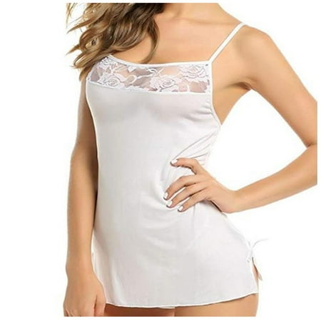 

Binmer Women Summer Dress Sling Vest Hollow Mesh See-Through Ladies Nightdress Set