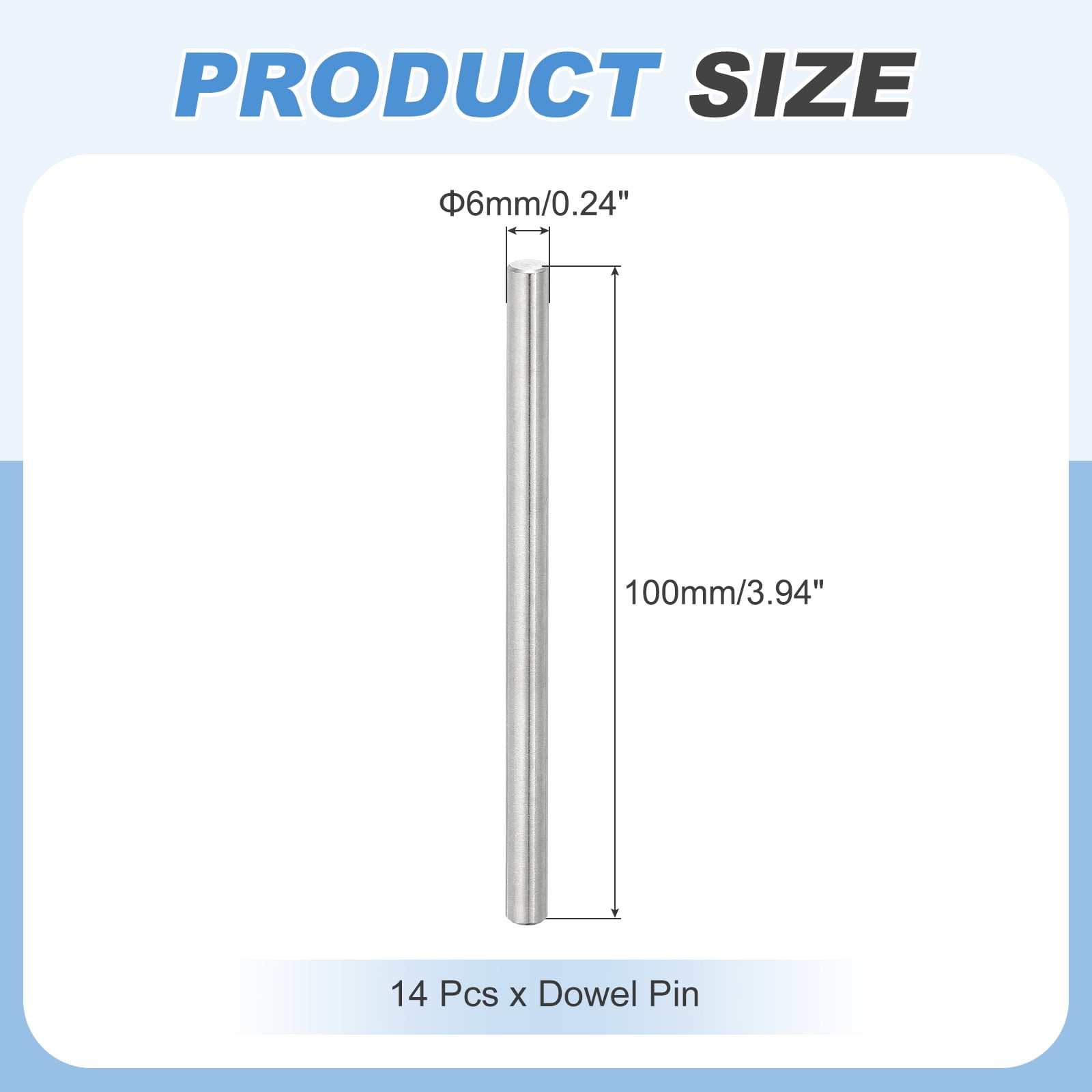 14Pcs Dowel Pin 6mm x 100mm Shelf Support Pin 304 Stainless Steel