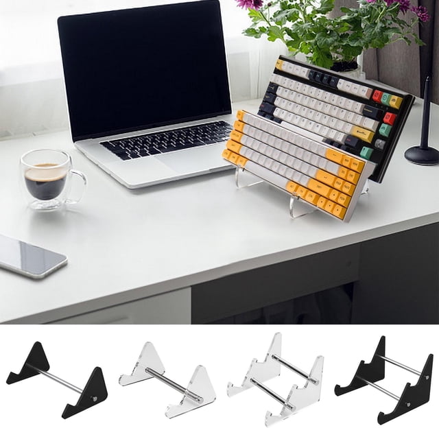 SSZMDLB 4Pcs Acrylic Keyboard Stand, Acrylic Keyboard Stand, Clear Display Rack for Mechanical Keyboard, Adjustable Shelf for Tablet, Photo Frame, Collectible Showcase, Easy Assembly