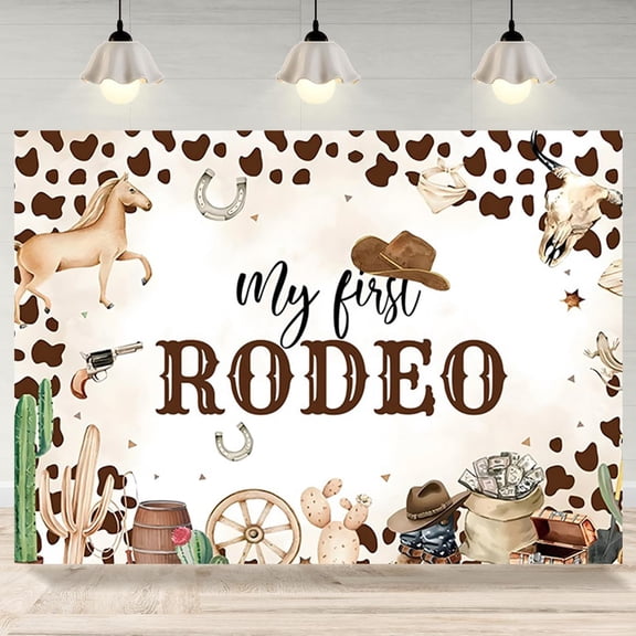 My First Rodeo Backdrop Western Cowboy 1st Birthday Photography Background Newborn Boys First Birthday Party Decoration Supplies Banner Cake Smash Photo Booth Props