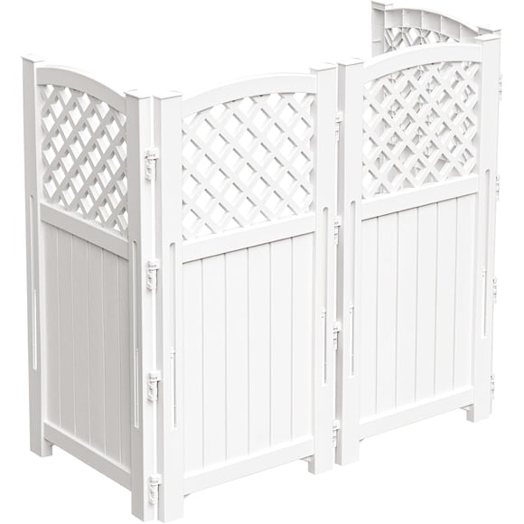 WLXIANG Outdoor Privacy Fence, 4 Fence Panels Privacy Screen Panels for Outside and Yard, Resin Air Conditioner Lattice Fence for Trash Can (White)