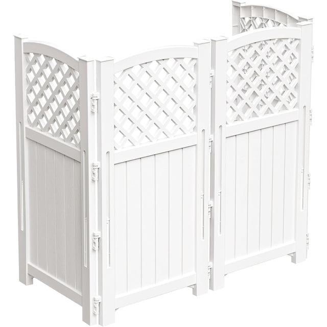 WLXIANG Outdoor Privacy Fence, 4 Fence Panels Privacy Screen Panels for Outside and Yard, Resin Air Conditioner Lattice Fence for Trash Can (White)