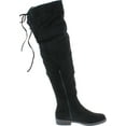 thumbnail image 6 of Chase & Chloe Maggy-1 Women's Thigh High Drawstring Low Chunky Heel Boots, 6 of 7