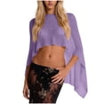 thumbnail image 2 of BLTIBY Womens Sheer Poncho Top Beach Sun Shirts Lightweight Knit Shrug Bolero Mesh Batwing Sweater Wraps Cover Up Beachwear Purple Free Size, 2 of 5