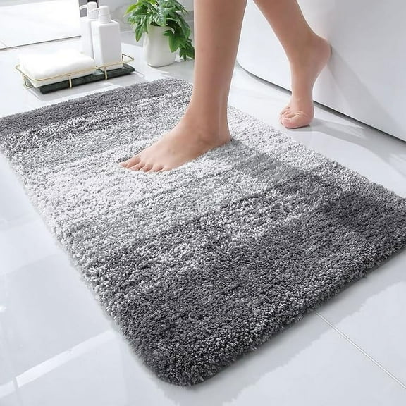 Gray bathroom carpet 24x16, ultra soft and absorbent ultra-fine fiber bath mat, anti slip plush and matte bath blanket, dry cleaning, bathroom floor bath mat, bathtub and shower.