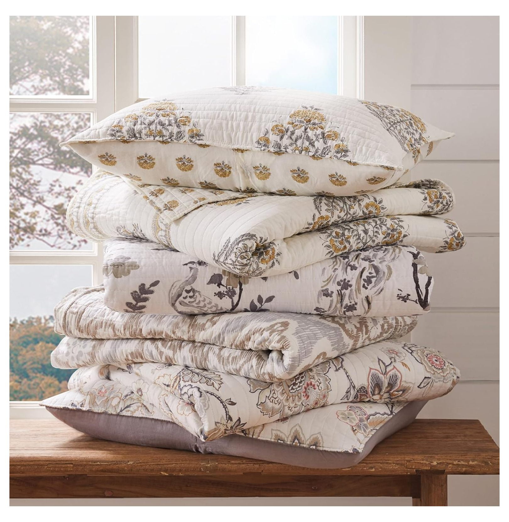 WDNMD9418 - Kamira Ochre Quilt Set - King Quilt and Two King