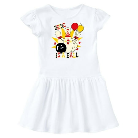 

Inktastic Cute Bowling Pin 2nd Birthday Gift Toddler Girl Dress