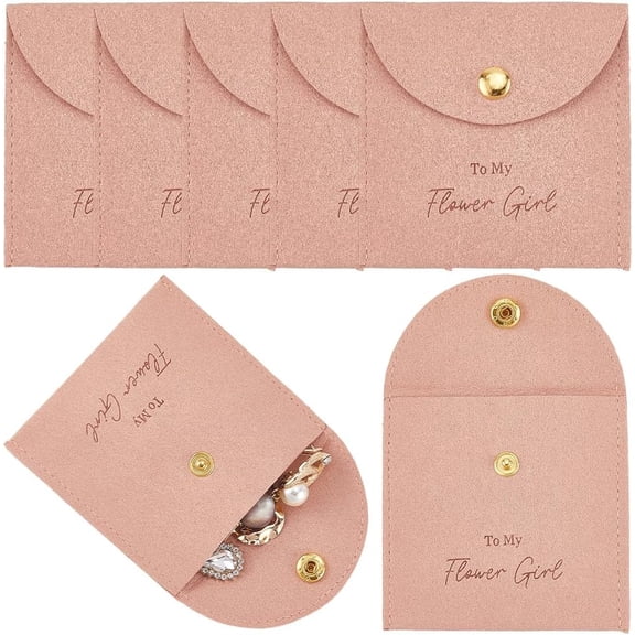 10Pcs 3.15 x 3.15 Inch Bridesmaid Jewelry Pouch Pink Snap Button Pouch Velvet Small Square Soft Dark Salmon Earring Necklace Storage Holder Bags for Bridal Party Favor Jewelry Gifts Packaging