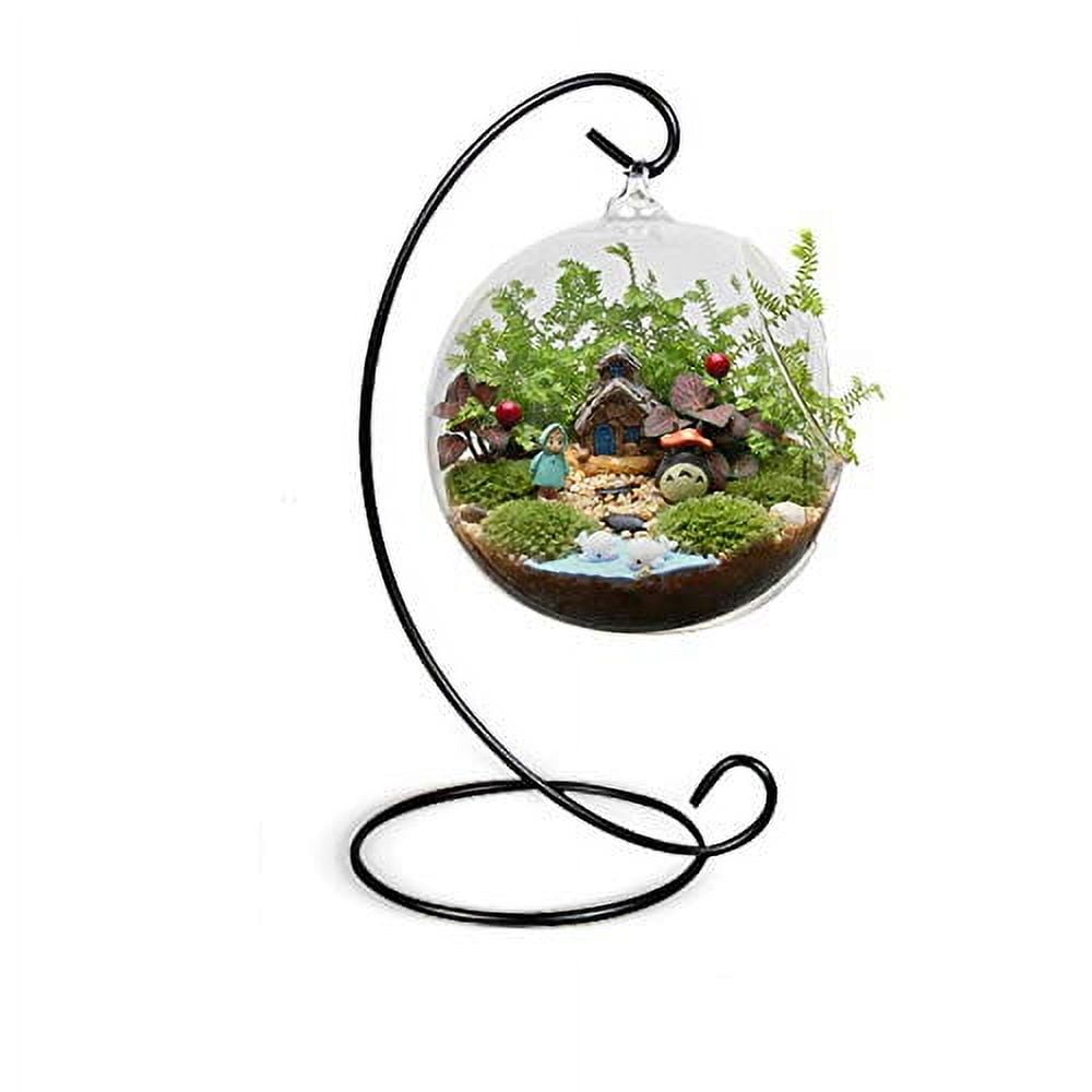 ReedCA 10 Pack Ornament Display Stand Holder, 9 Inch Tall Iron Hanging Rack Glass Ball Ornament Holder Stand for Hanging Globe Air Plant Terrarium Christmas Wedding Home Party Craft (Black, 10 Pack)