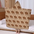 thumbnail image 5 of Brown Buffalo Pattern Hooded Bath Towel，60"x35" for Ages 3 To 12 Kids, Quick Dry Lightweight Soft Microfiber Hood Beach Towel Cover Up for Kids, 5 of 7