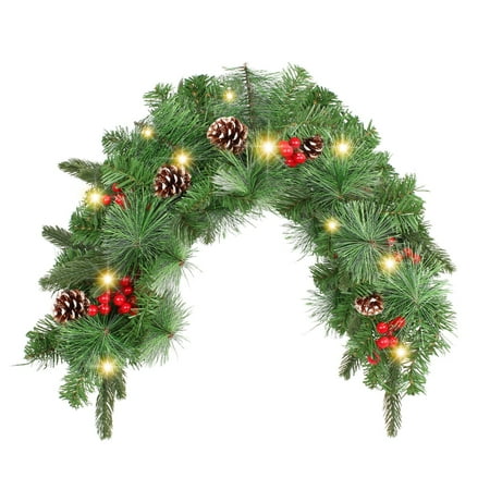 

FHYNZ 35Inch Christmas Mailbox with Wintry Berries Greenery Branches Cones Christmas Mailbox Decorations Outdoor and 20 Led Battery Operated Lights for Holiday House Party Decoratio