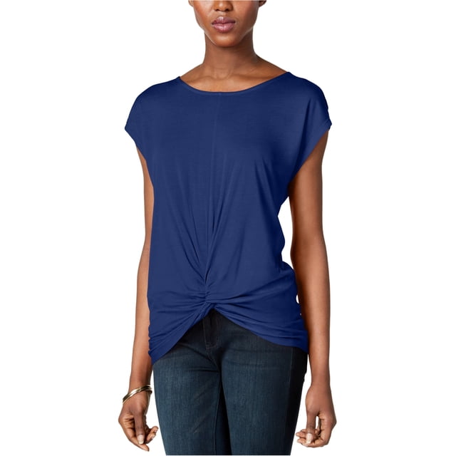 Blusa I-N-C Con Parte Delantera Torcida Para Mujer Azul XXL